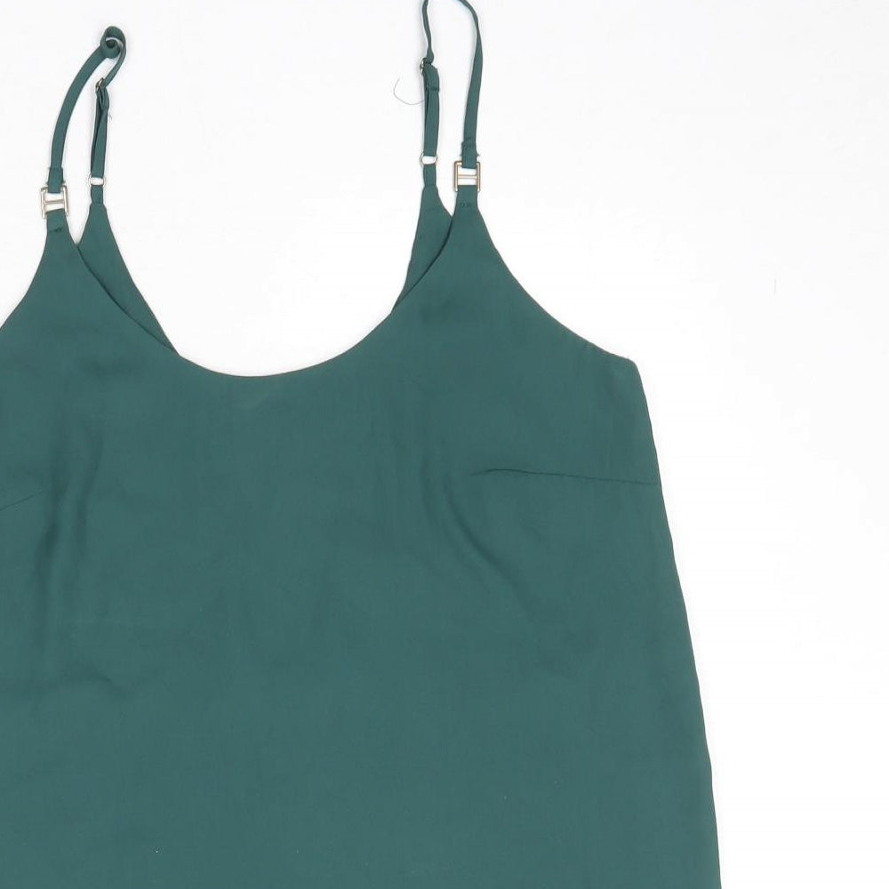 Dorothy Perkins Womens Green Polyester Basic Tank Size 10 Round Neck