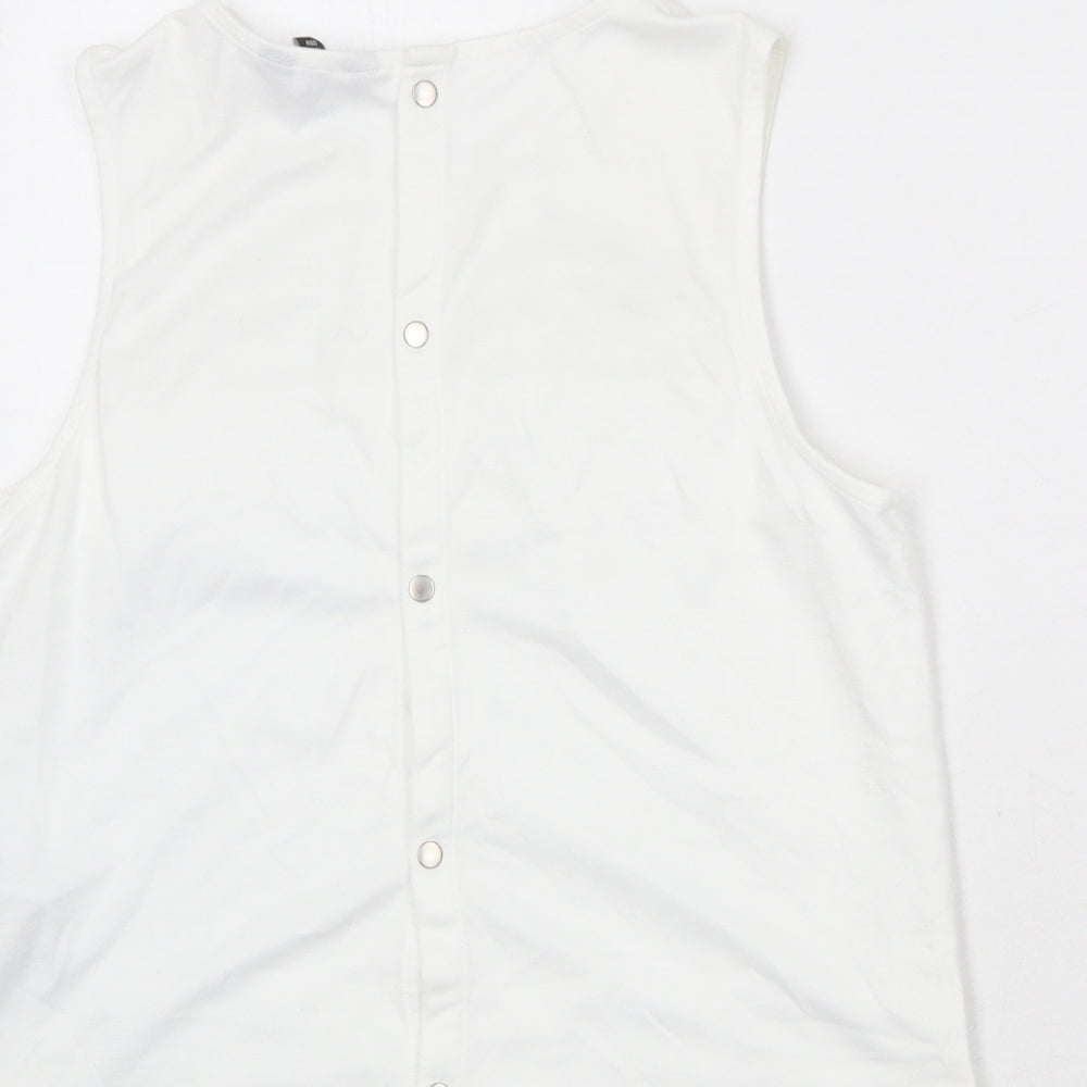 New Look Womens White Polyester Basic Tank Size 12 Round Neck - Lace Details