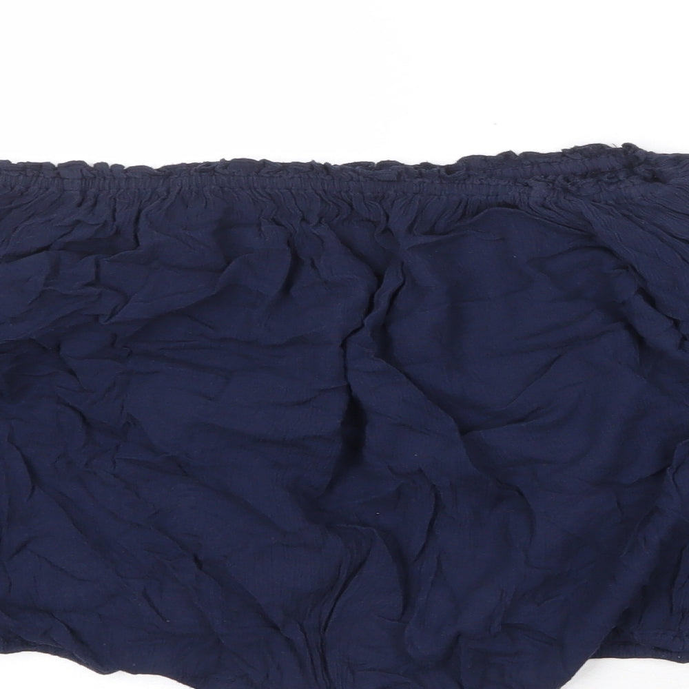 Hollister Womens Blue Viscose Cropped Blouse Size XS Off the Shoulder