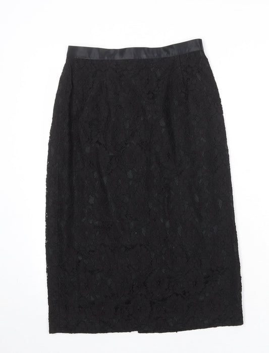 Entente Womens Black Geometric Viscose A-Line Skirt Size 12 Zip