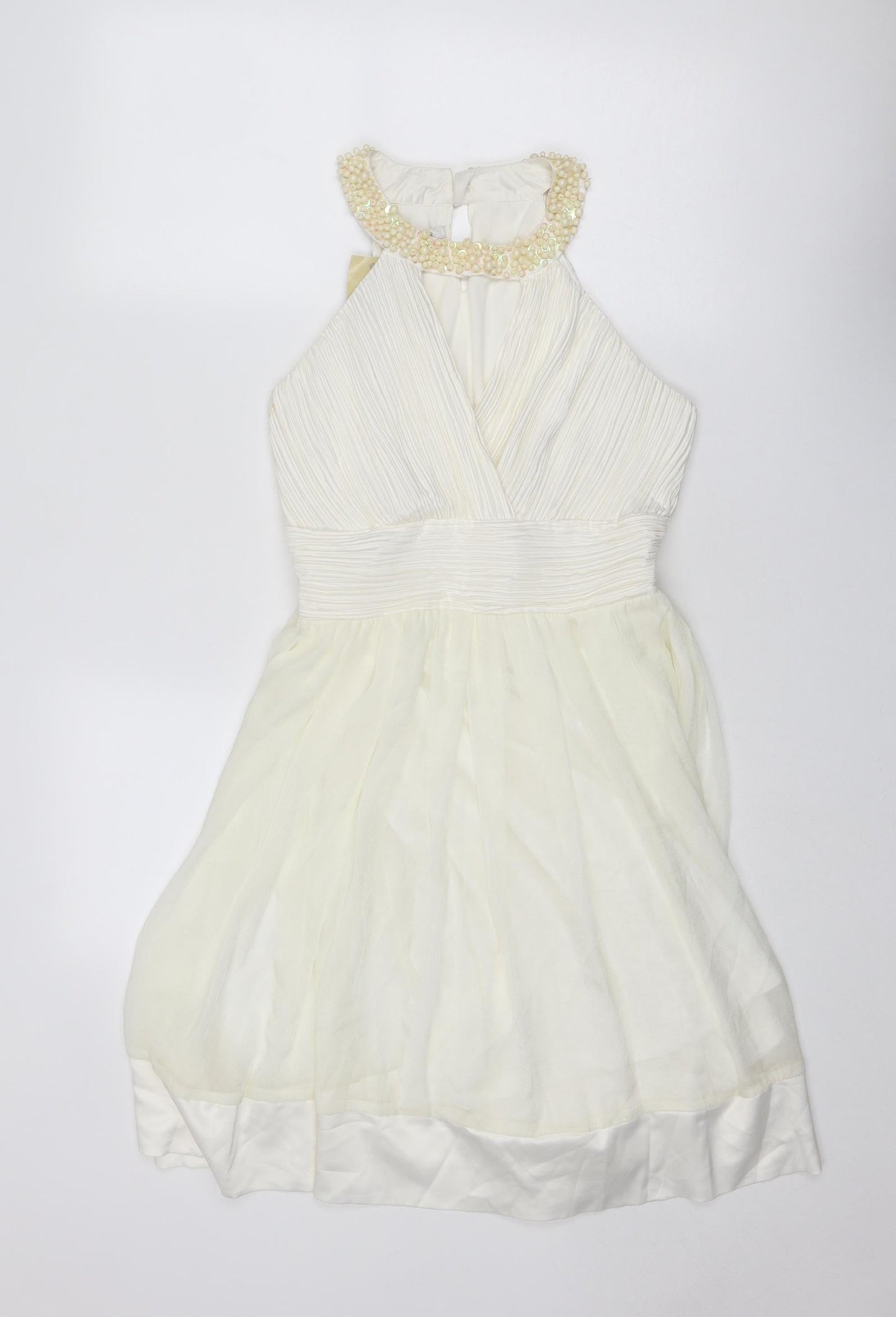 Toi Et Moi Womens Ivory Polyester Fit & Flare Size M Round Neck Button