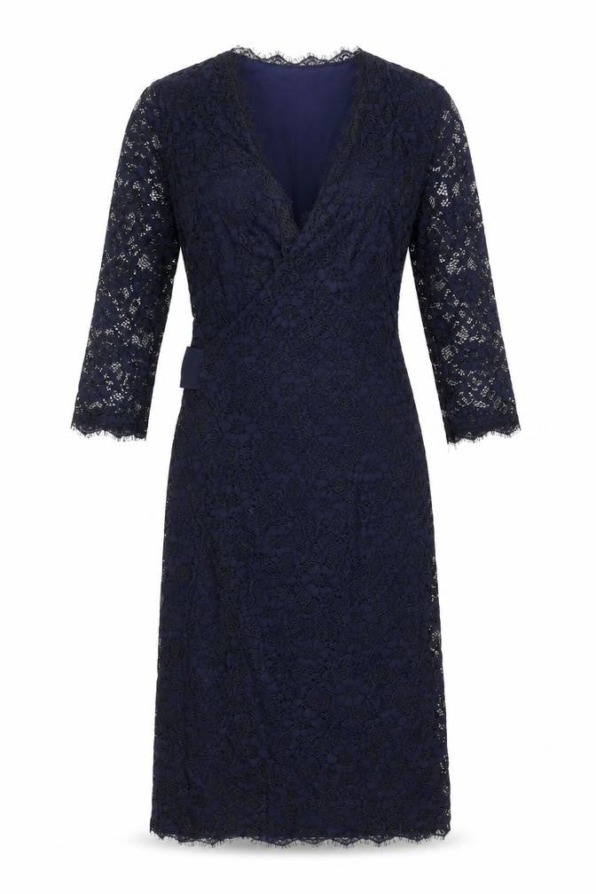 Little Black Dress Womens Blue Geometric Nylon A-Line Size 12 V-Neck Tie