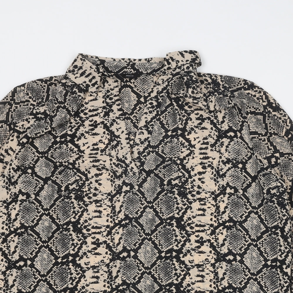 M&Co Womens Beige Animal Print Polyester Basic Blouse Size 14 Collared - Snake Skin Print