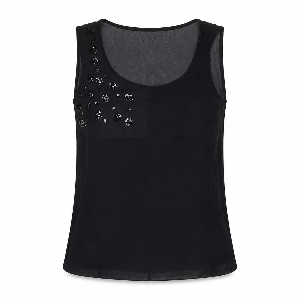 Limited Collection Womens Black Polyester Basic Tank Size 10 Round Neck