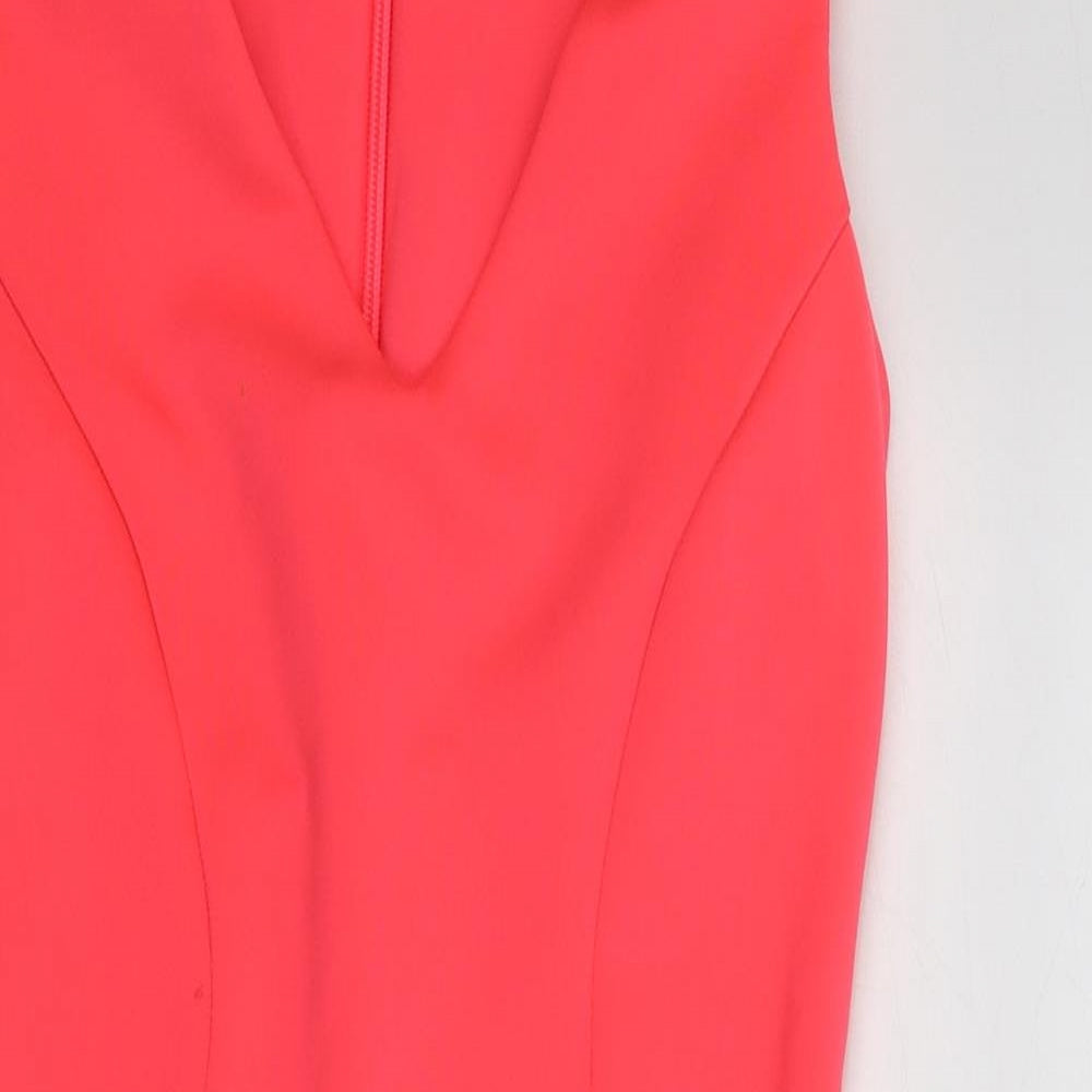 Topshop Womens Pink Polyester A-Line Size 8 V-Neck Zip