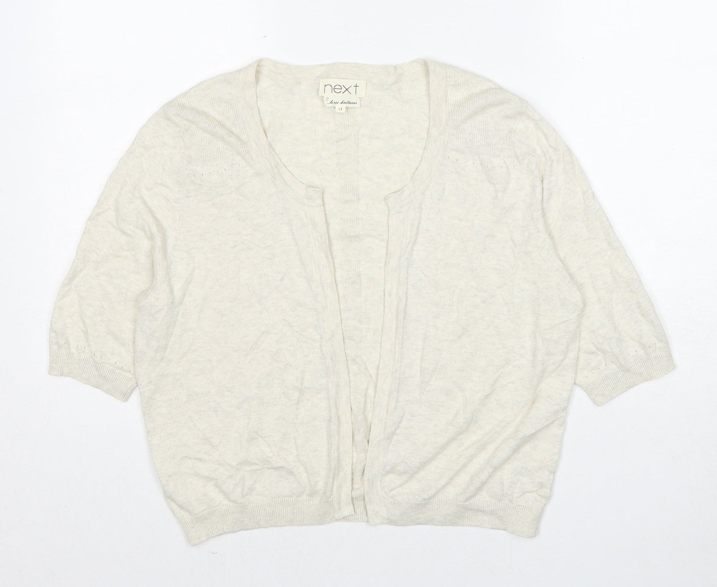 NEXT Womens Beige V-Neck Cotton Cardigan Jumper Size 14
