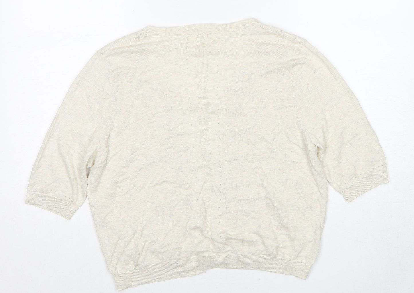 NEXT Womens Beige V-Neck Cotton Cardigan Jumper Size 14