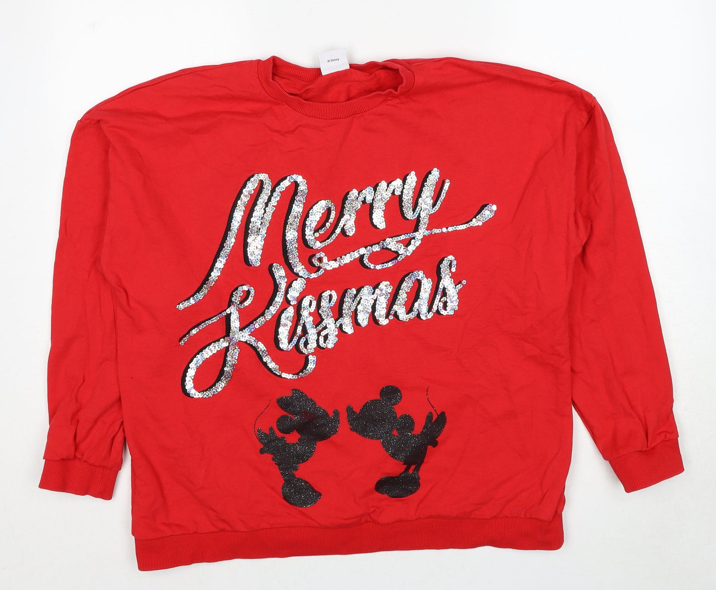 Womens UK 18 Regular Disney Red Pullover Sweatshirt