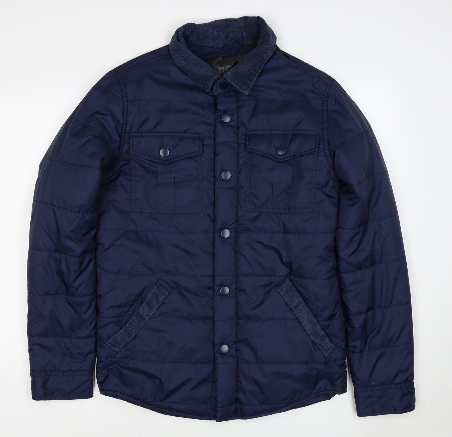BS Quality Apparel Mens Blue Quilted Jacket Size S Zip