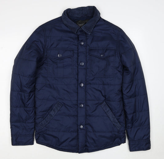 BS Quality Apparel Mens Blue Quilted Jacket Size S Zip