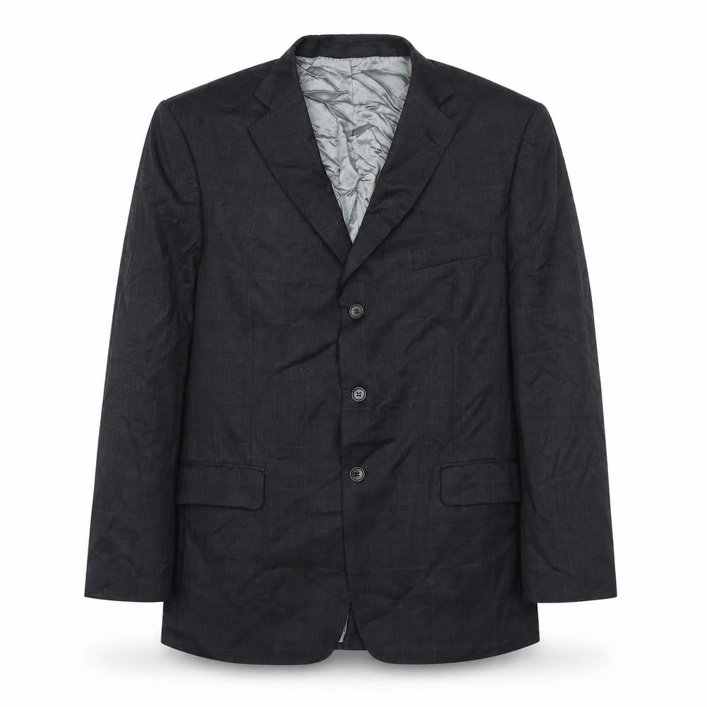 Marks and Spencer Mens Black Check Wool Jacket Suit Jacket Size 42 Regular