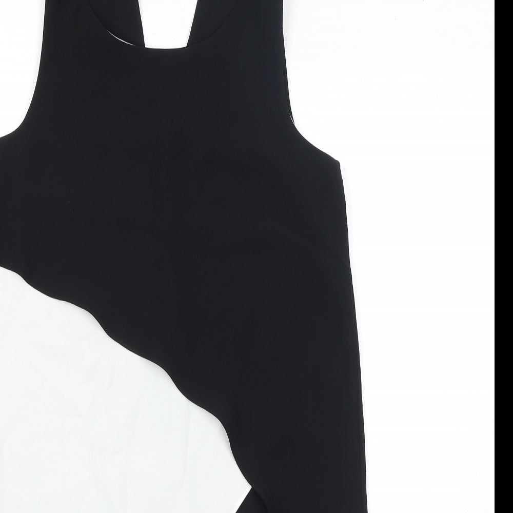 River Island Womens Black Geometric Polyester Basic Tank Size 6 Round Neck