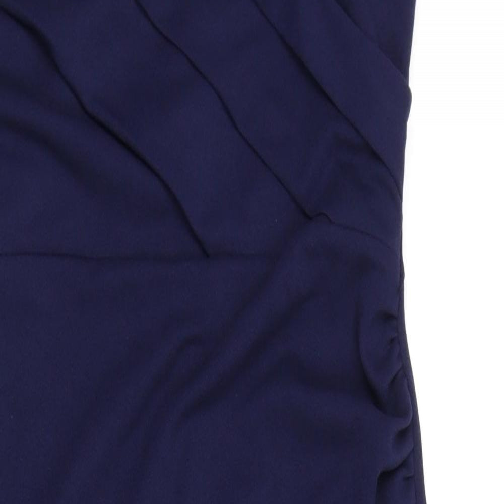 Sistaglam Womens Blue Polyester A-Line Size 10 Off the Shoulder Zip