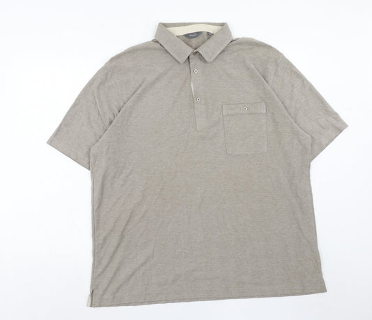 Wolsey Mens Brown Cotton Polo Size 2XL Collared Button