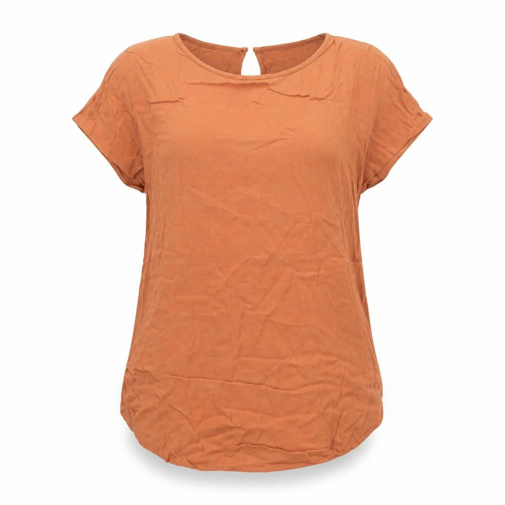 H&M Womens Brown Viscose Basic Blouse Size 12 Round Neck