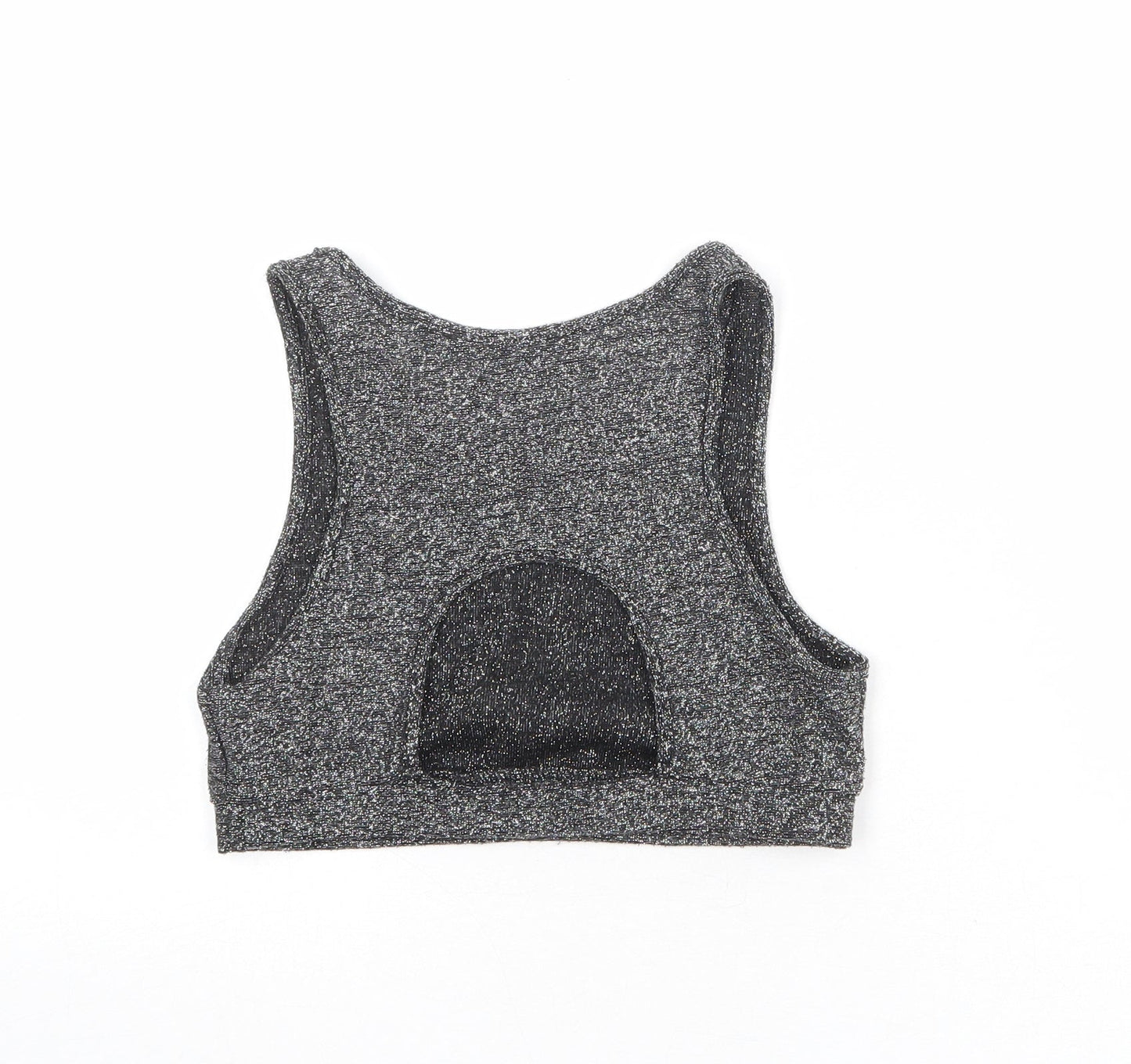 Sparkle & Fade Womens Black Polyester Cropped Tank Size S Round Neck