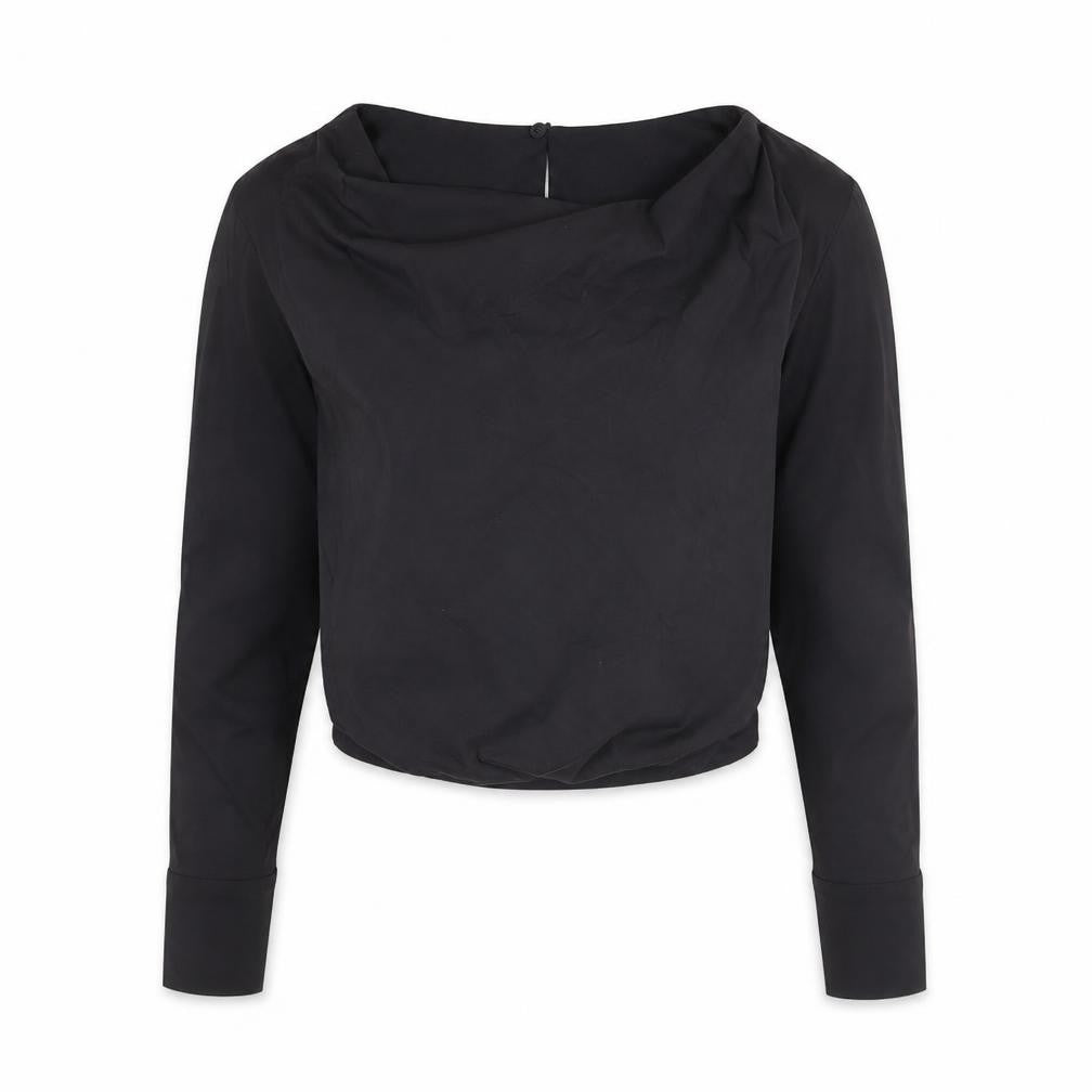 Zara Womens Black Polyester Basic Blouse Size S Cowl Neck
