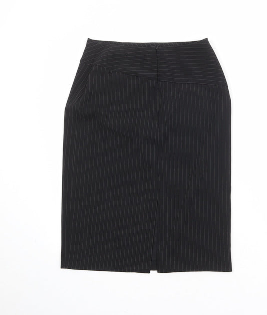 For Women Womens Black Striped Polyester Straight & Pencil Skirt Size 10 Zip