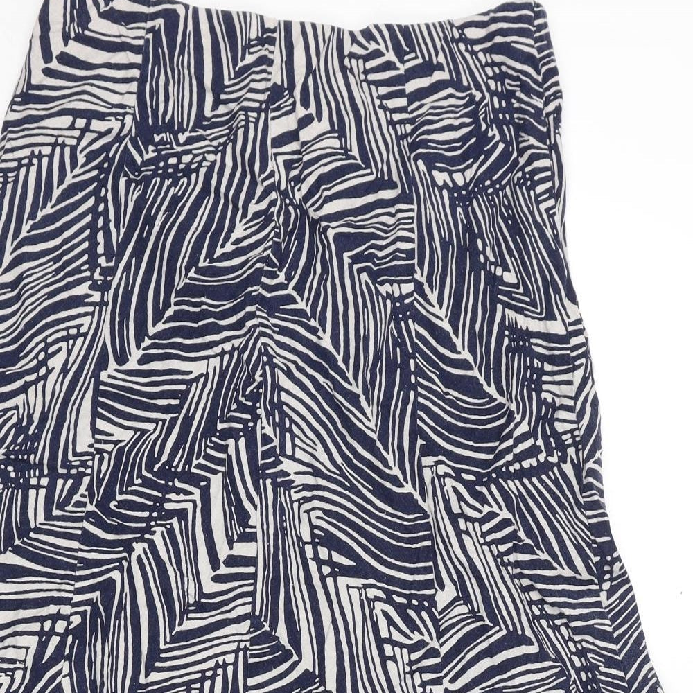 EWM Womens Blue Geometric Linen Peasant Skirt Size 12