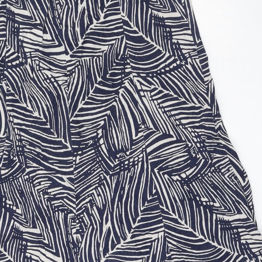 EWM Womens Blue Geometric Linen Peasant Skirt Size 12