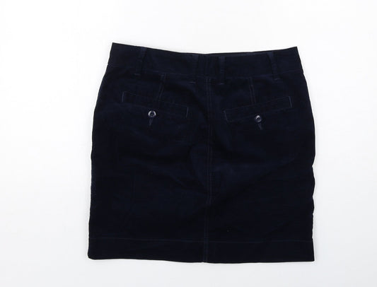 Marks and Spencer Womens Blue Cotton A-Line Skirt Size 10 Zip
