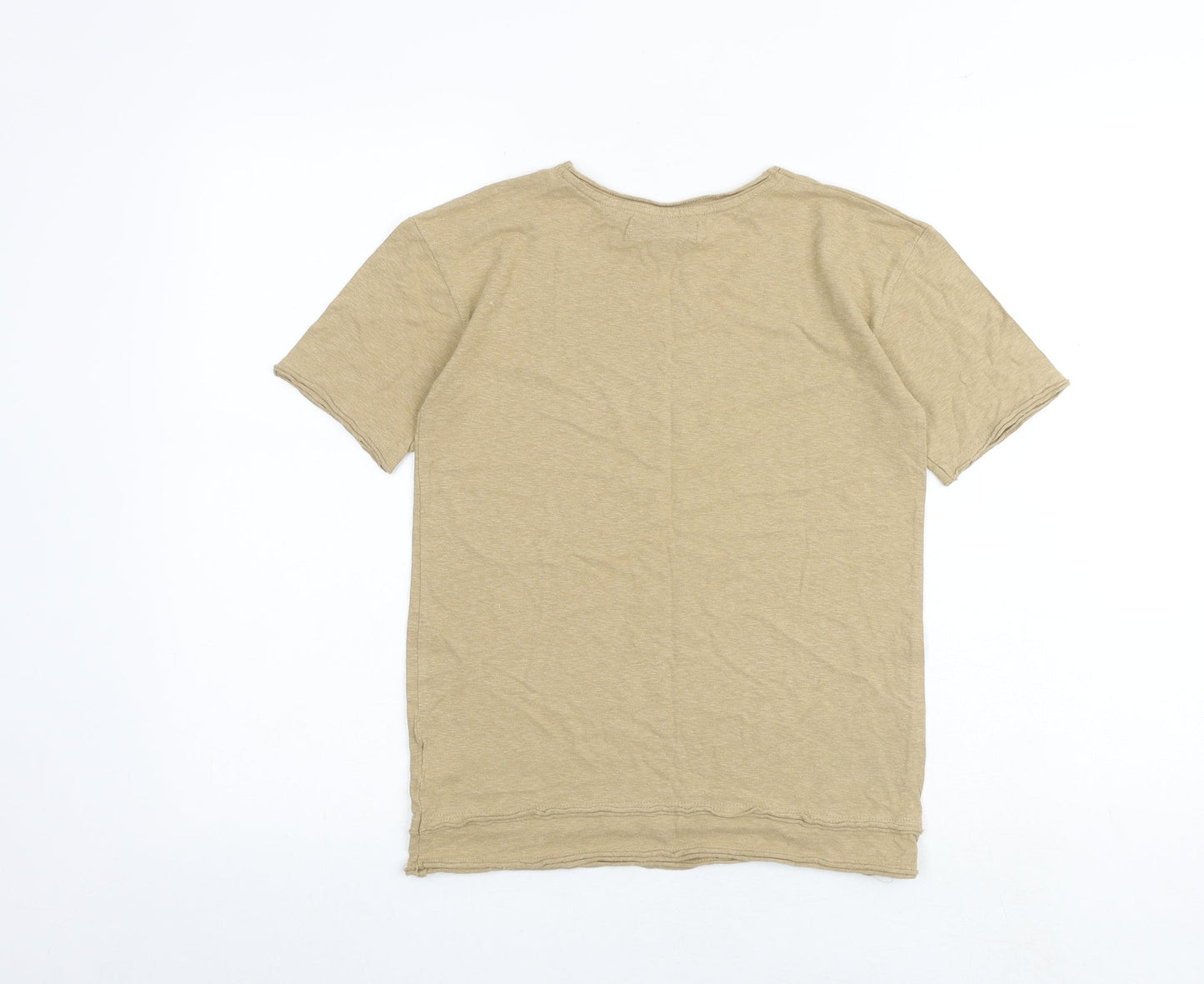 River Island Girls Brown Cotton Basic T-Shirt Size 7-8 Years Round Neck Pullover