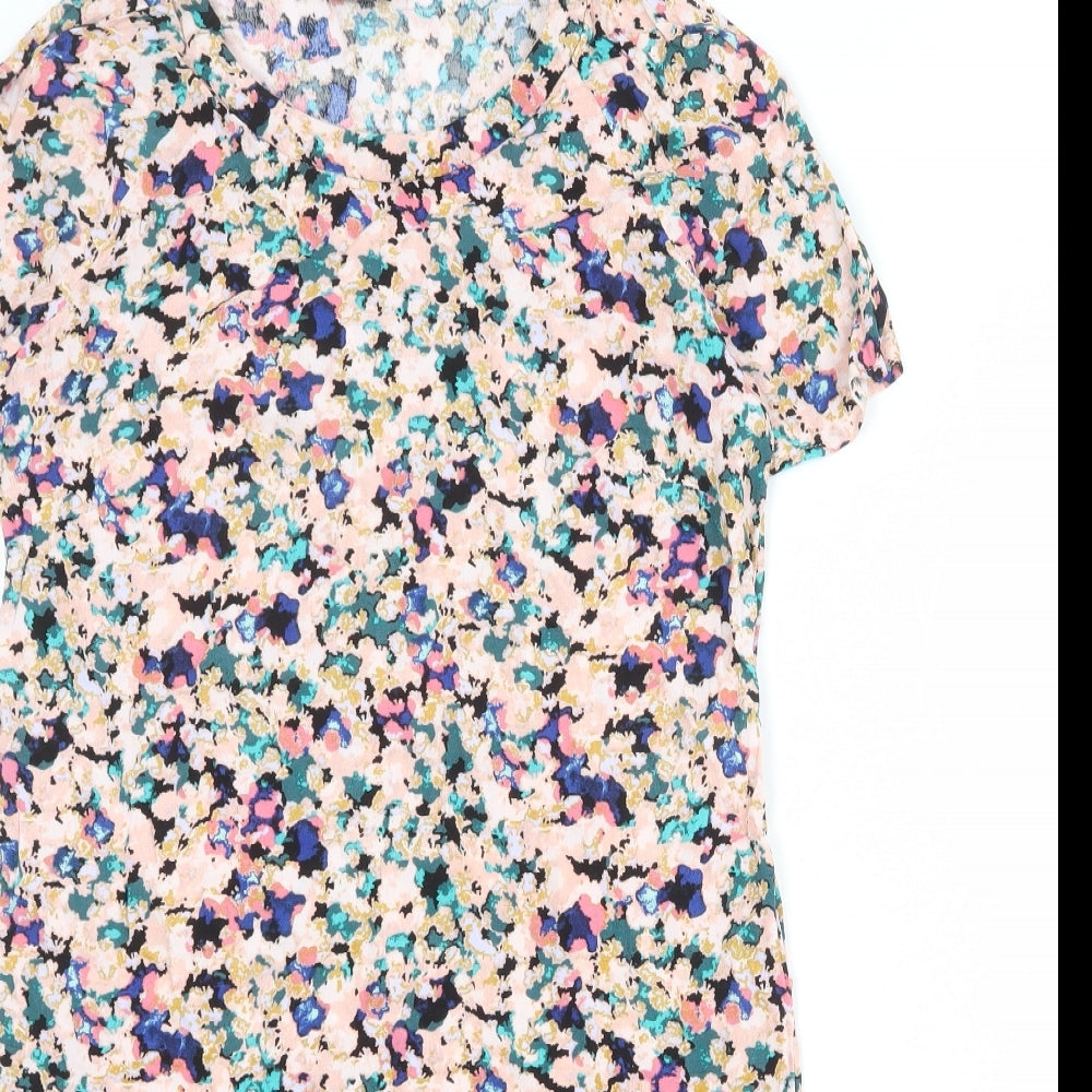 VILA Womens Multicoloured Geometric Viscose T-Shirt Dress Size S Round Neck Pullover