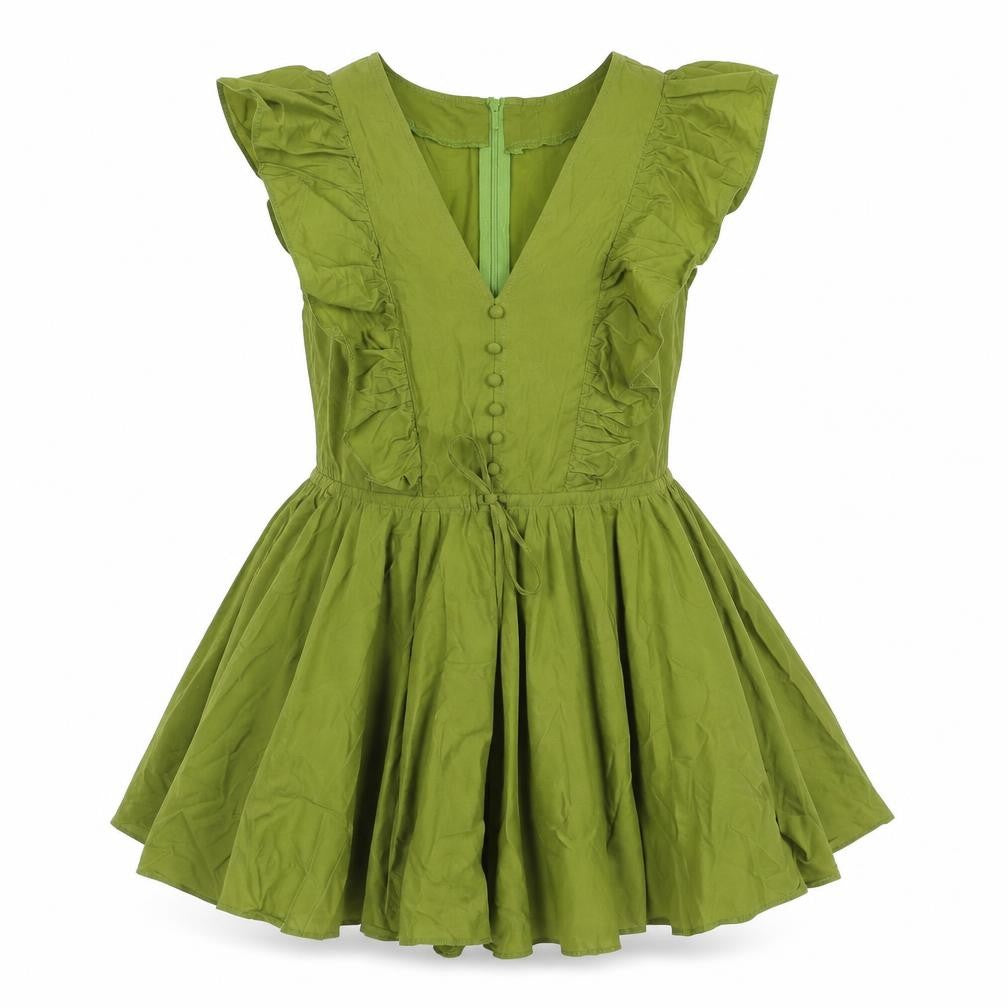 PRETTYLITTLETHING Womens Green Cotton Playsuit One-Piece Size 4 Zip