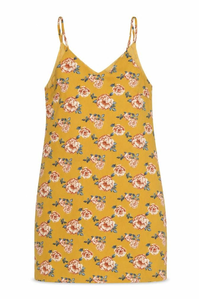 Dotti Womens Yellow Floral Polyester Tank Dress Size 10 V-Neck Pullover