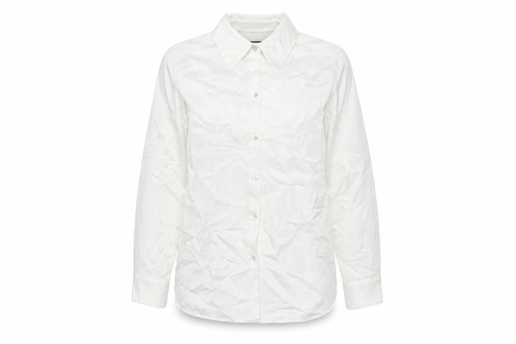 Marks and Spencer Womens Ivory Polyester Basic Button-Up Size 12 Collared