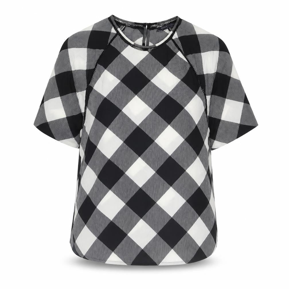 Marks and Spencer Womens Black Geometric Polyester Basic Blouse Size 6 Round Neck