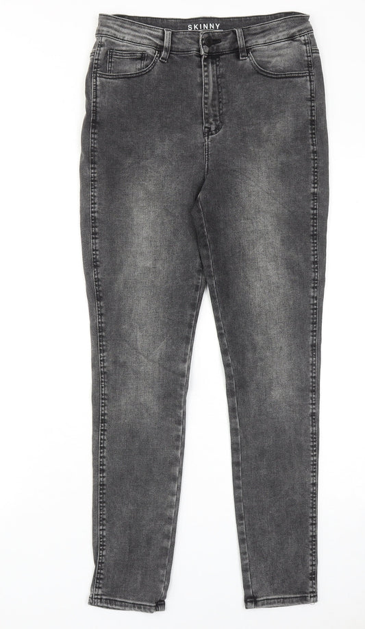 Marks and Spencer Womens Grey Cotton Skinny Jeans Size 10 Regular Zip
