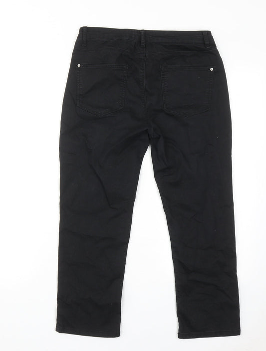 Cache Cache Womens Black Cotton Straight Jeans Size 10 Regular Zip
