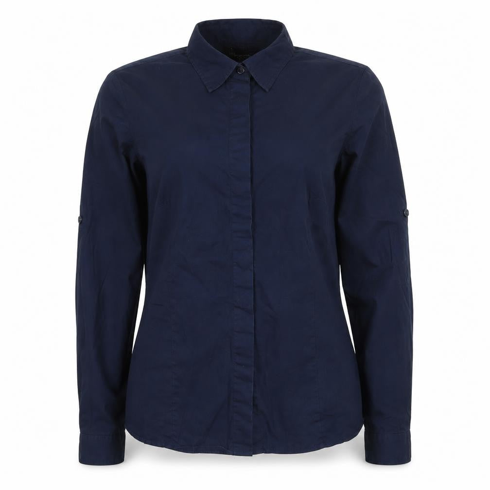 Vivance Collection Womens Blue Cotton Basic Button-Up Size 10 Collared