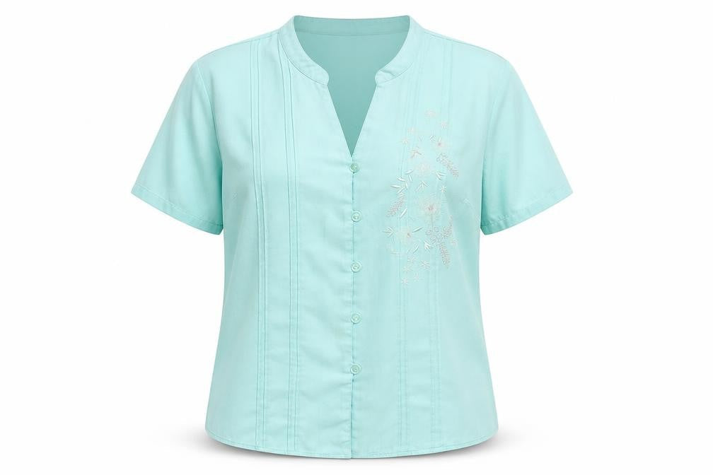 Womens UK Size 18 EWM Blue Polyester Button-Up