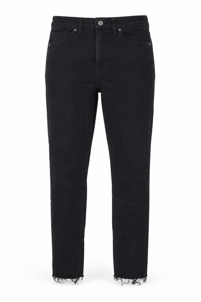 Topshop Womens Black Cotton Skinny Jeans Size 10 L30 in Regular Zip - Distressed Hems