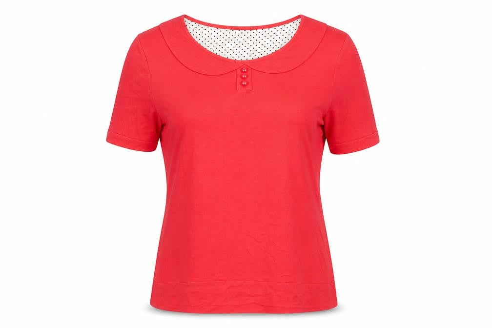 Fever Womens Red Polyester Basic Blouse Size 10 Collared