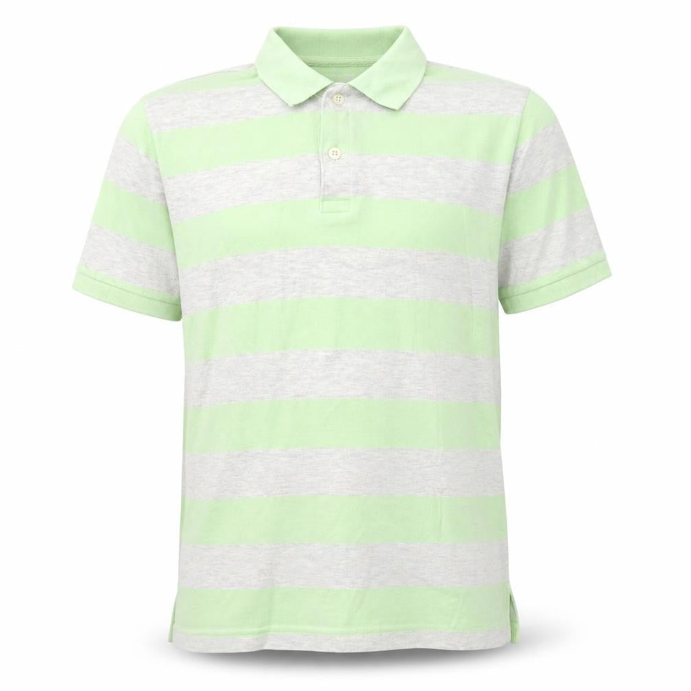 Gap Mens Green Striped Cotton Polo Size L Collared Button