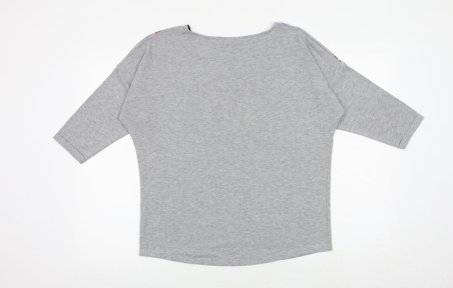M&Co Womens Grey Floral Viscose Basic Blouse Size 10 Round Neck