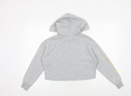 New Look Girls Grey Cotton Pullover Hoodie Size 10-11 Years Pullover - Bronx