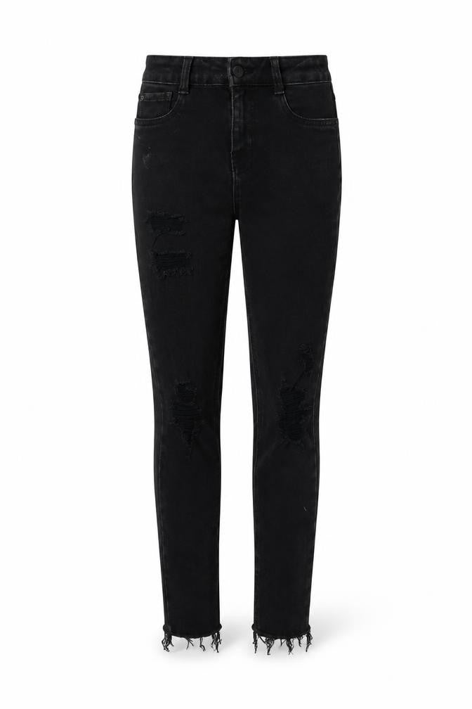 New Look Girls Black Cotton Skinny Jeans Size 13 Years Regular Button - Distressed Hems