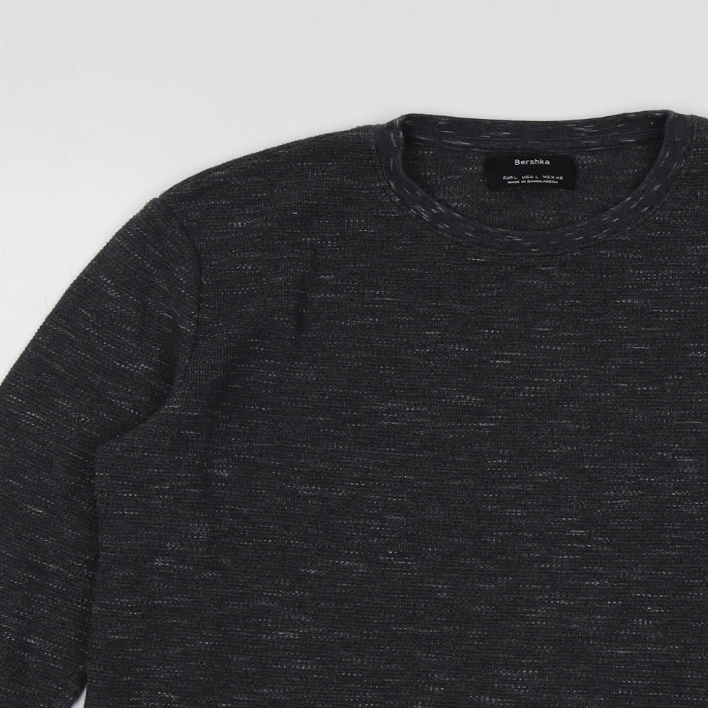 Bershka Mens Grey Cotton Pullover Sweatshirt Size L