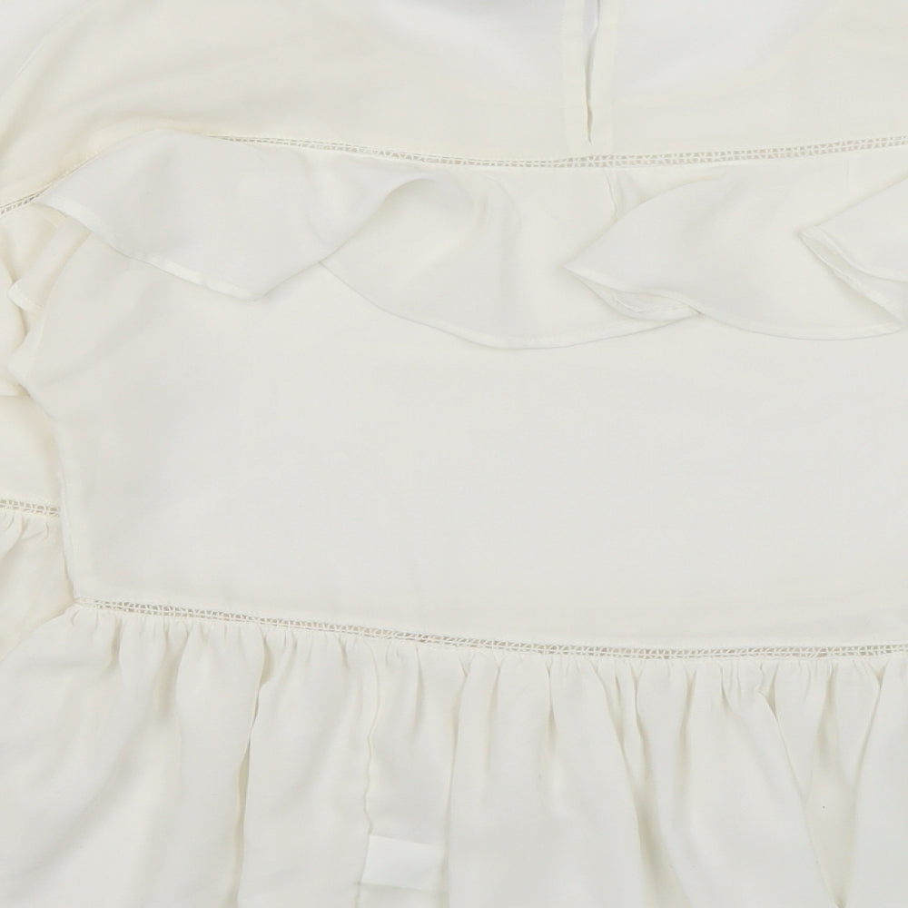 Marks and Spencer Womens Ivory Polyester Basic Blouse Size 8 Round Neck