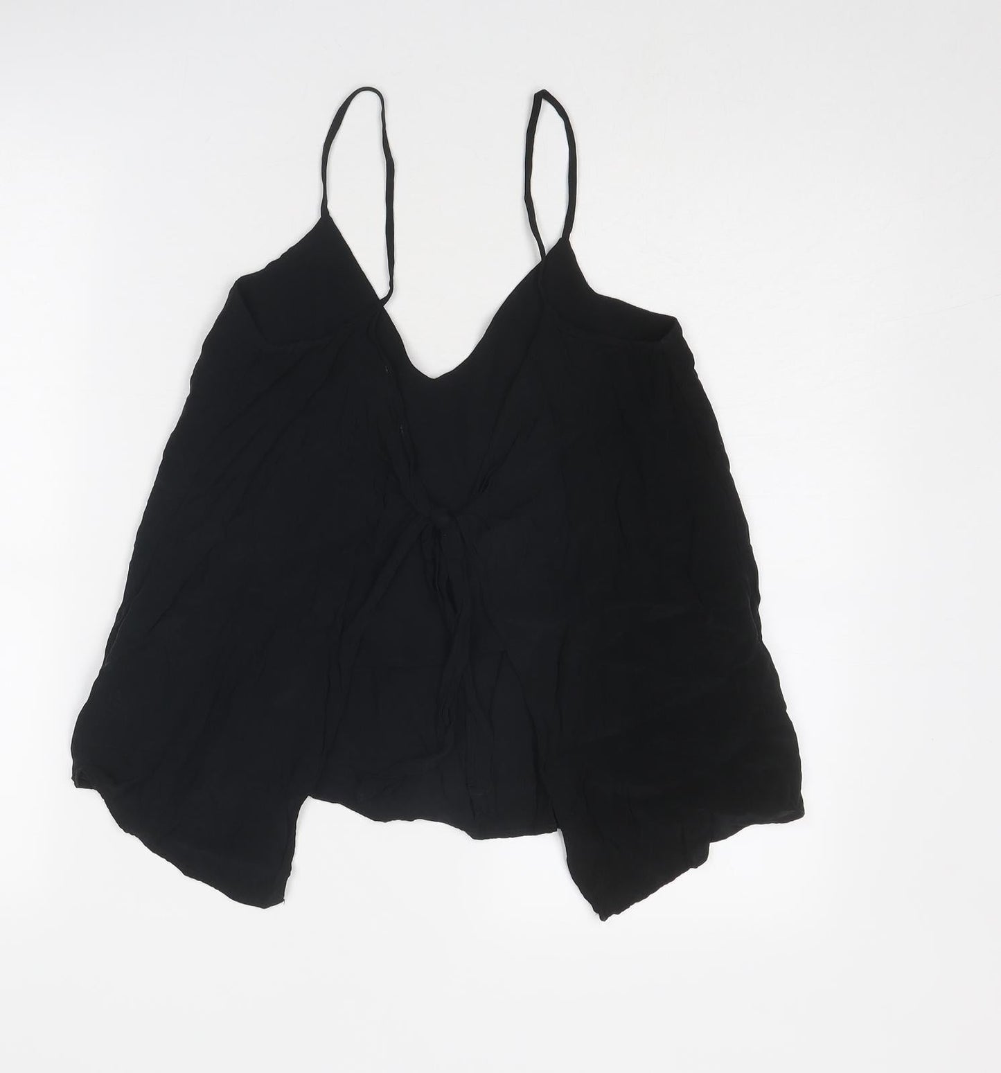 H&M Womens Black Viscose Basic Tank Size 10 V-Neck