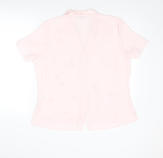 St Michael Womens Pink Floral Polyester Basic Button-Up Size 18 Collared