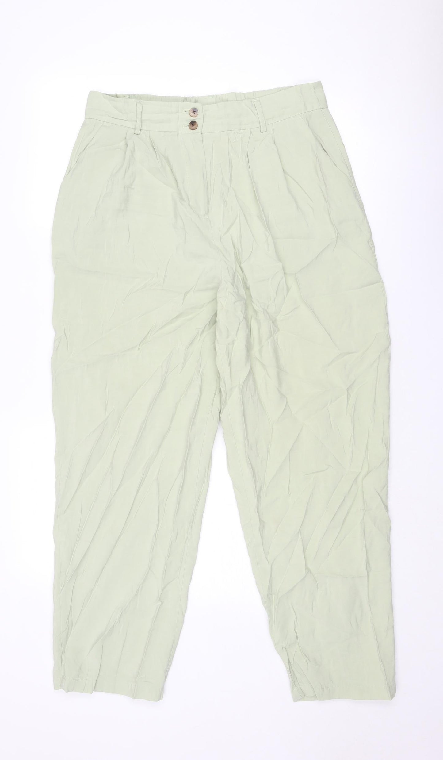 VILA Womens Green Viscose Carrot Trousers Size 16 Regular Zip