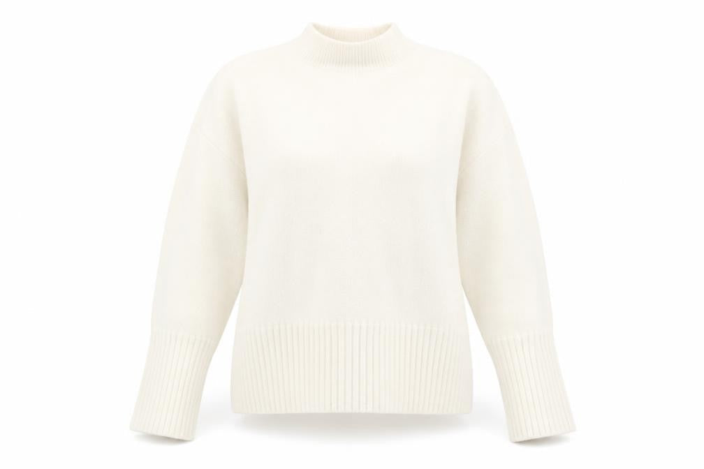 Marks and Spencer Womens Ivory Mock Neck Polyamide Pullover Jumper Size M