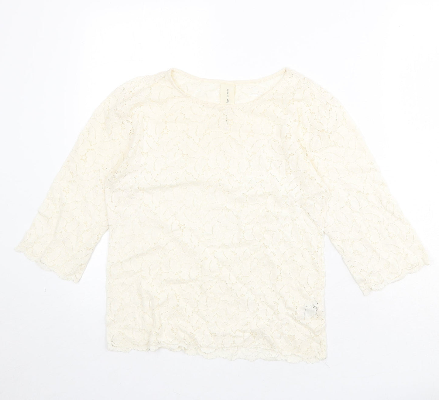 NEXT Womens Ivory Cotton Basic Blouse Size 8 Boat Neck