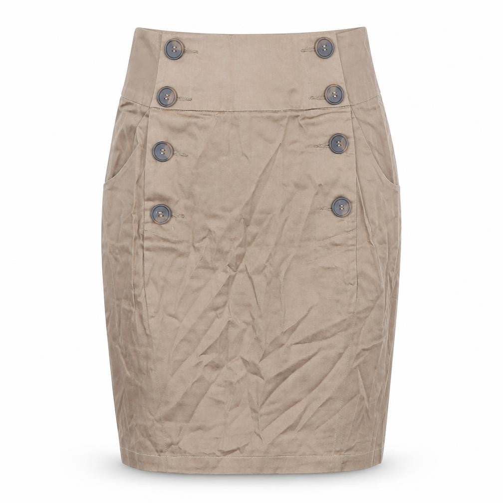 Louche Womens Brown Cotton Straight & Pencil Skirt Size 12 Zip