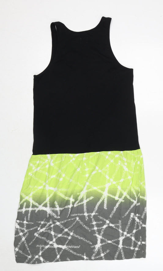 Miss Captain Womens Multicoloured Geometric Viscose Tank Dress Size 10 Round Neck Pullover